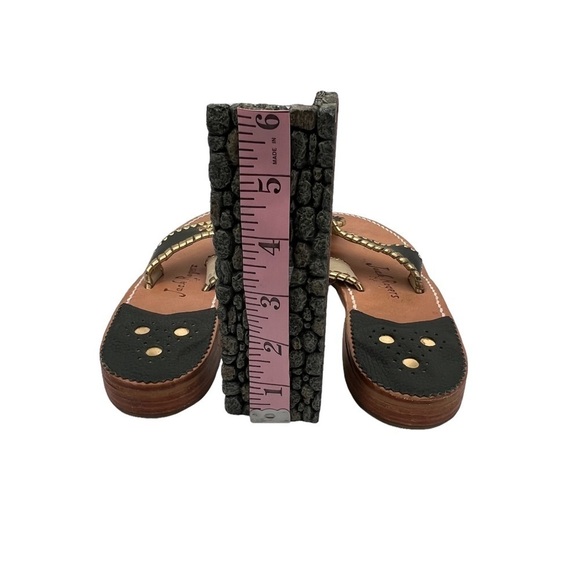 Jack Rogers Green Gold T-Strap Flay Sandals Size 8 Women's - Picture 8 of 9